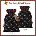 thumbnail image 2 of Cauagu Mallards And Snowflakes Print Christmas Linen Gift Bag,Christmas Goody Gift Bags with Plaid Drawstrings Xmas Presents Bags Holiday with Gift Tag Cards-Black, 2 of 8