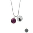 thumbnail image 2 of Delight Jewelry Silvertone Round - Imitation Cat's Eye - Purple - Silvertone Script Initial Disc - & - Charm Necklace, 20"+3", 2 of 4