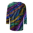thumbnail image 5 of Cavosen Carnival Women's Blouses 3/4 Sleeve Tunic Mardi Gras Shiny Mask Print Shirts Crewneck Party Holiday Tops Casual Stylish Festival Blouse Dressy Party Funny T-Shirt S, 5 of 5