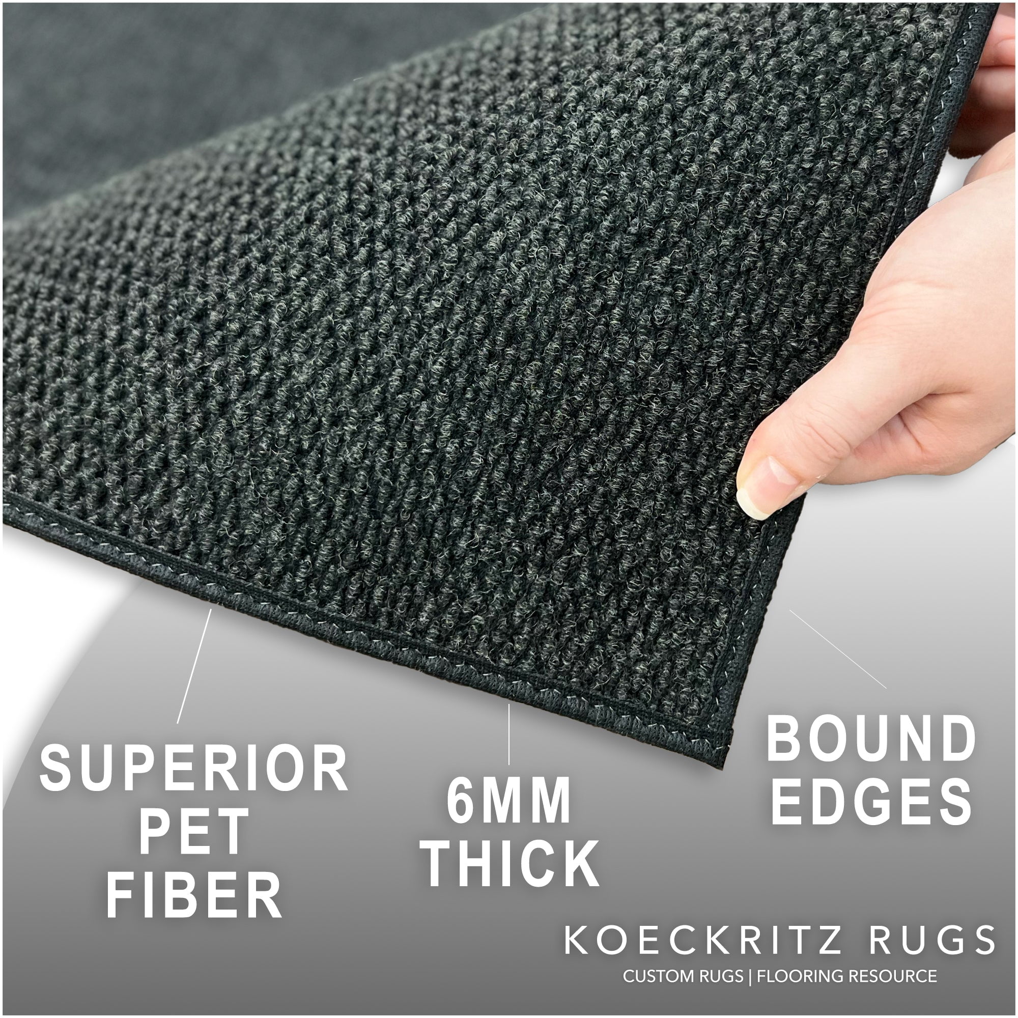 6'x12' Soft Indoor/Outdoor Hobnail Style Area Rugs. Lightweight and Flexible for Easy Cleaning and Transport (Color: Black Ice)