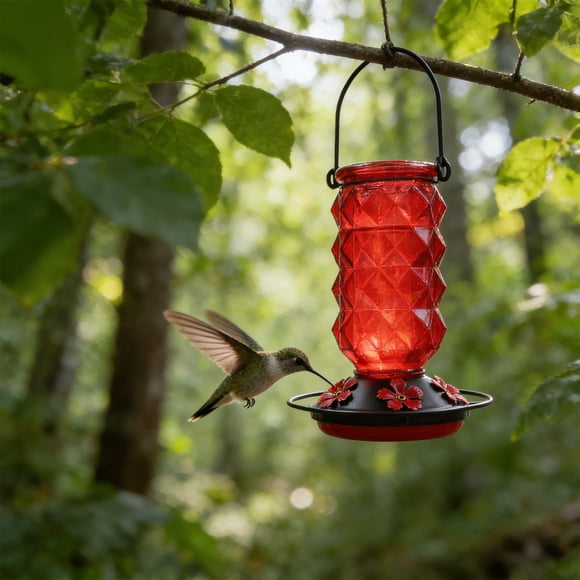 Dvkptbk plastic bird feeder Hummer Feeder Ports Glass Hummer Feeders for Outdoors Wide Mouth for Easys Filling Cleaning Hanging for Garden Backyard Decor