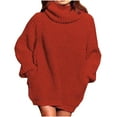 thumbnail image 3 of Nfurl Womens Cowl Neck Sweaters Loose Fit Long Sleeve Solid Color Ribbed Knit Sweater with Pockets Tunic Tops Cozy Ladies Pullover Jumper Top Red XL, 3 of 4