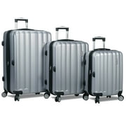 Dejuno Camden Hardside 3-Piece Expandable Spinner Luggage Set - Silver (20", 24" and 28")