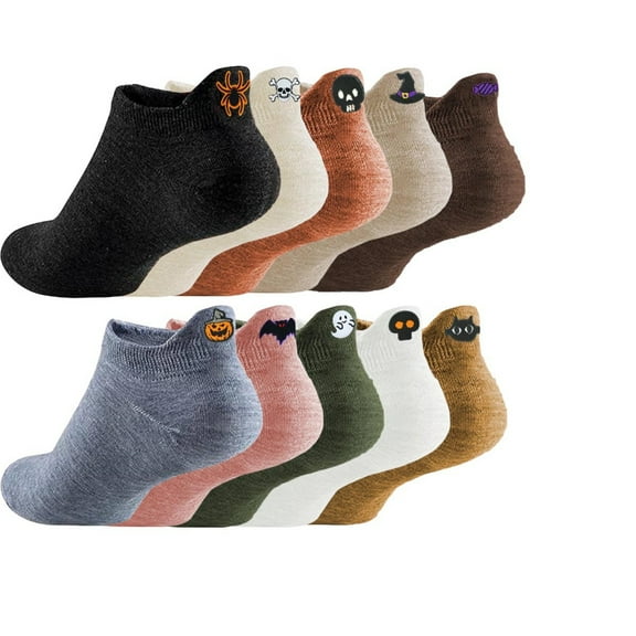 Kawaii School Ankle Socks for Women - Breathable Cotton, Heel Embroidery Design, Cute Casual & Halloween Socks