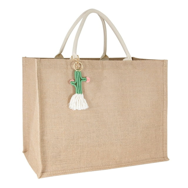 Bolso de Playa Hibala de Paja Tejida Hecho a Mano (Cactus)