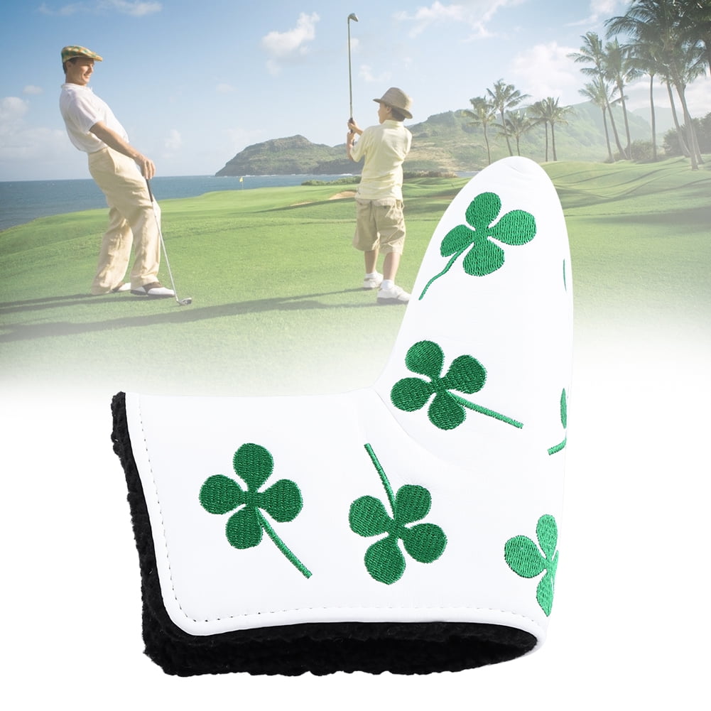 Herwey Putter Headcover, PU Golf Putter Cover Green Four Leaf