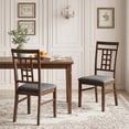 thumbnail image 2 of Costway Rubber Wood Dining Chairs Set of 4 Farmhouse Kitchen Chairs with Lattice Back,, 2 of 9