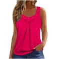 thumbnail image 2 of Summer Women's Clothing Viikei Women's Plus Size Summer Tops,Women's Fashion T-shirt Sleeveless Blouse Casual Loose Solid Color Elasticity Top Hot Pink L, 2 of 5