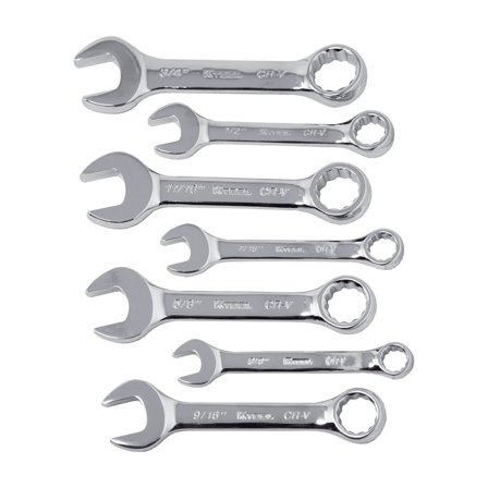 K-Tool 41200 7pc SAE Short Combo Wrench Set, Fractional 3/8" to 3/4"