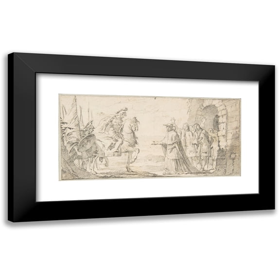 Giovanni Battista Tiepolo 14x9 Black Modern Framed Museum Art Print Titled - Cardinal Receiving a General at a City Gate (1696-1770)