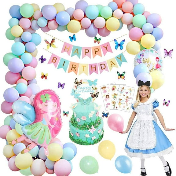 YANSION Fairy Princess Balloons Set, Floral Wonderland Fairies Party Balloons for Birthday Party Baby Shower Magical Fairy Tale Themed Party Decorations Supplies
