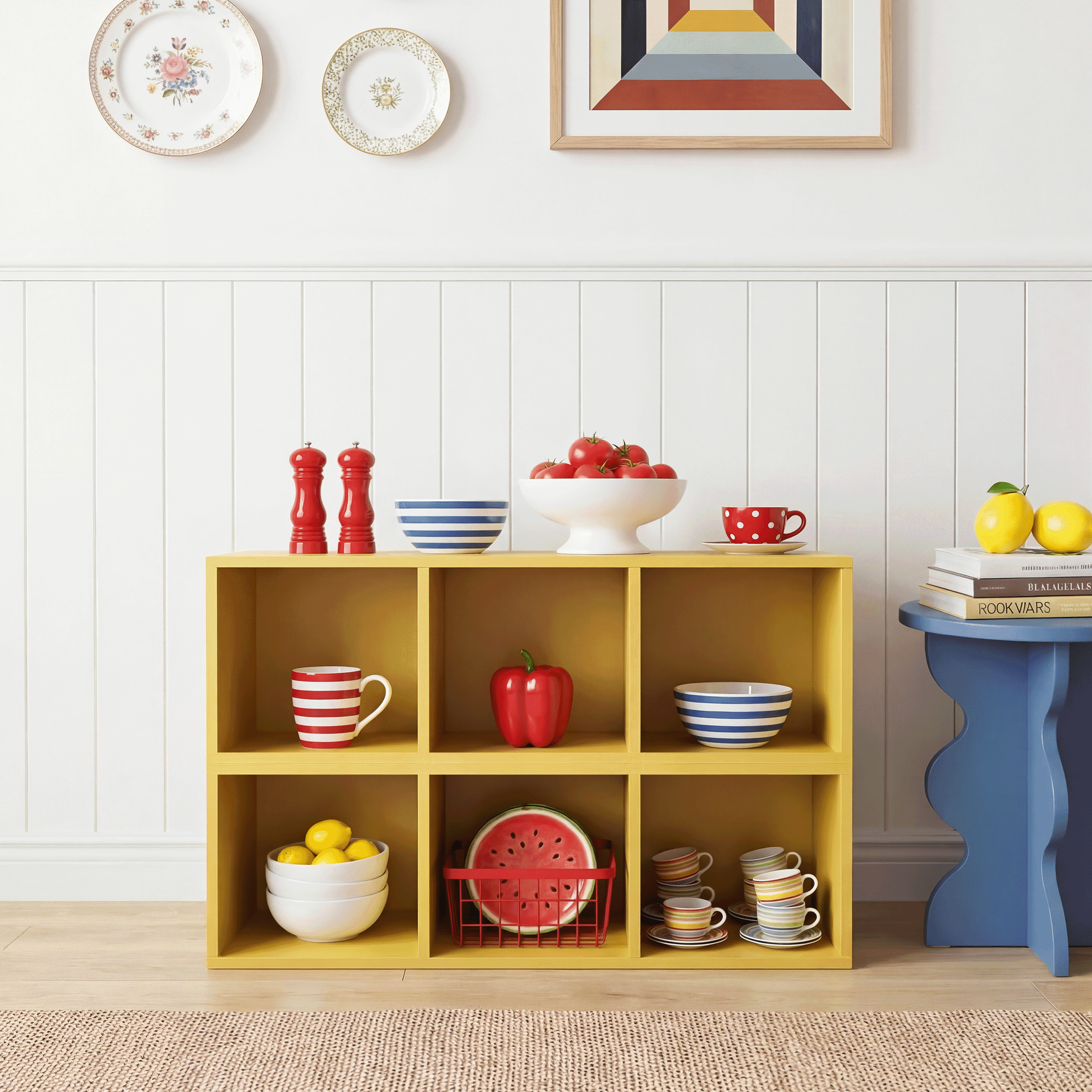 Mifurn 3-Tier Bookshelf Open Shelf Bookcase, Yellow