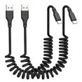 thumbnail image 1 of Cable CarPlay Quickeep, paquete de 2, 0,9 m, en espiral, USB-A a USB-C, 1 of 8