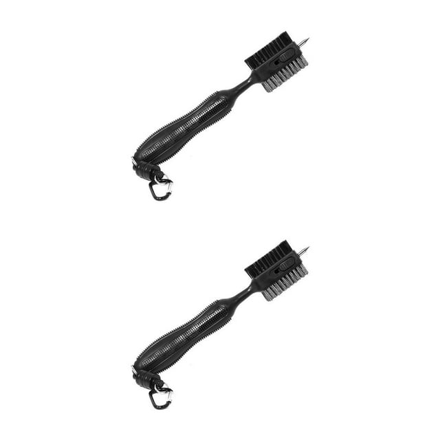 QualitChoice Brosse de Nettoyage Double Face pour Club de Golf, Outil Réutilisable d'Entretien des Taches avec Rainure, Accessoires d'Entraînement Extérieurs, Noir, Ensemble de 2