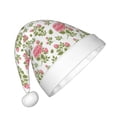 thumbnail image 2 of Haiem Rose Flowers Pattern Santa Hat Confortable Velvet Christmas Hat for Christmas Party Favors Fit for Adults and Kids, 2 of 6