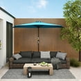 thumbnail image 2 of Outsunny 9ft Half Round Outdoor Window Sun Shade w/ 5 Ribs, Light Blue, 2 of 10