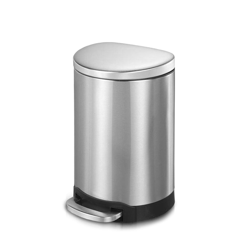 Innovaze 3.2 Gallon Stainless Steel Step Semi-round Bathroom and Office Trash Can