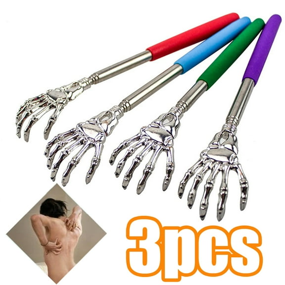 Cheers.US 3Pcs Telescoping Back Scratcher - Extendable Telescope Portable Extendable Back Scratchers - Bear Claw Metal Telescopic Backscratcher Eliminating Back Itching