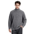 thumbnail image 1 of MIASHUI Men's Convertible Stand Collar Half Zip High Neck Sweater Base Layer Long Sleeve Comfort Fit Light Gray,XXL, 1 of 8