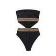 thumbnail image 3 of Bañador Milumia de una sola pieza con detalle de puntadas estilo bandeau negro, 3 of 6
