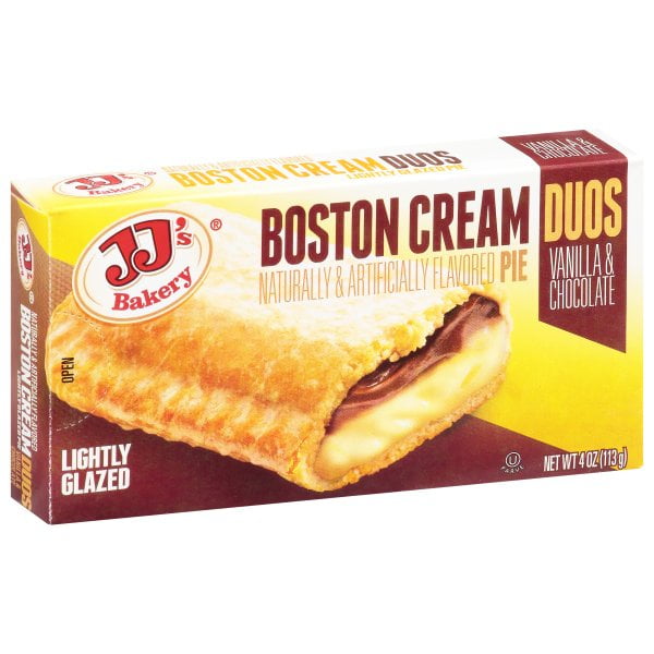 JJ's Bakery Lightly Glazed Snack Pies 4oz (Pack of 6), Boston Cream