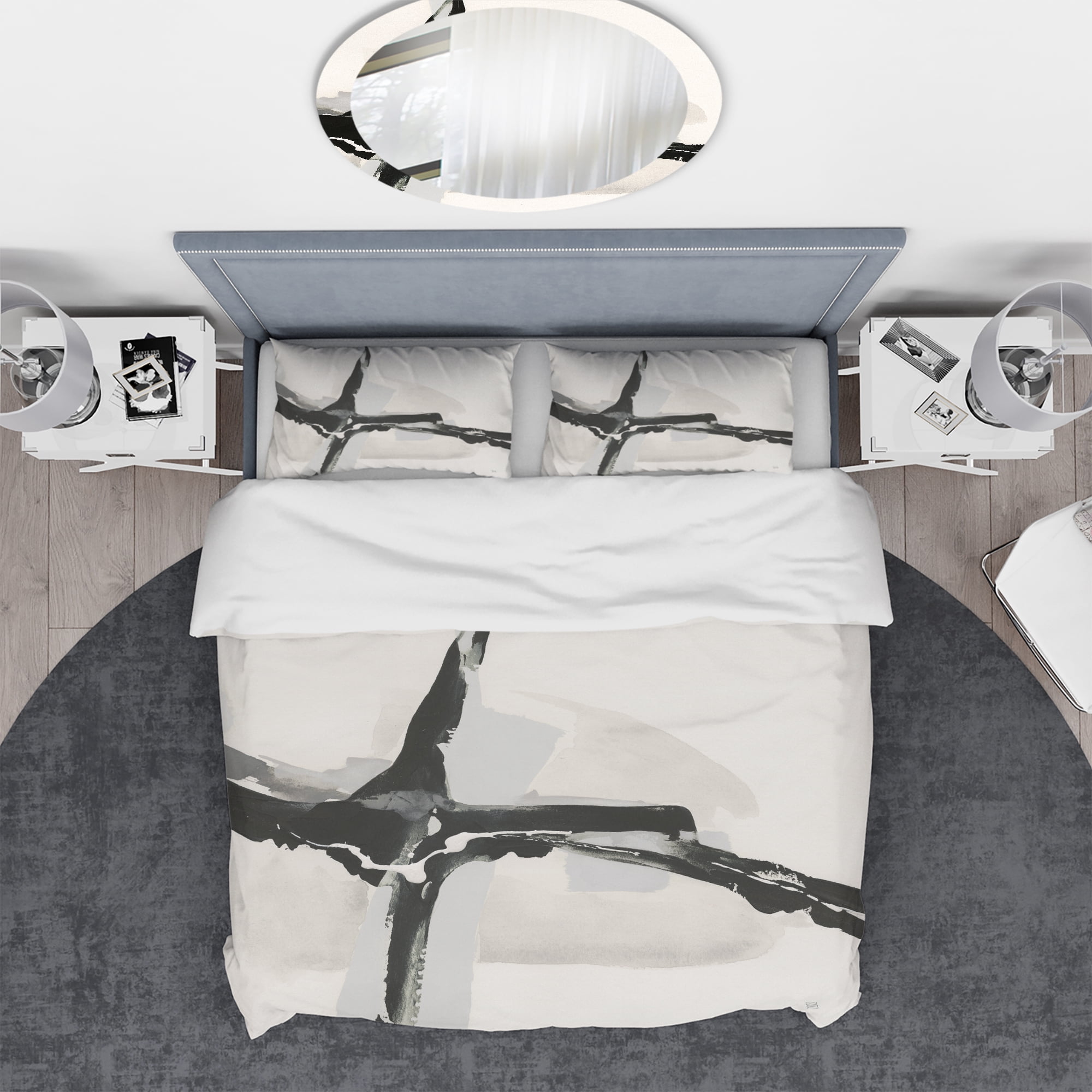 Designart 'Abstract Neutral I' Geometric Duvet Cover Set