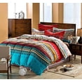 thumbnail image 5 of 3 Piece Colorful Retro Bohemian Duvet Cover Set Mandala Striped Reversible Boho Queen Comforter Cover Sets,Queen Size, 5 of 6