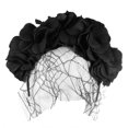 thumbnail image 1 of Halloween Simulation Flower Black Mesh Headband Floral Crown Halloween Costume, 1 of 3