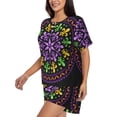 thumbnail image 2 of Kdxio Mardi Gras5 Print Pajamas Sets for Women Short-Sleeved Pjs with Lounge Shorts Two Piece Sleepwear S-4XL, 2 of 8
