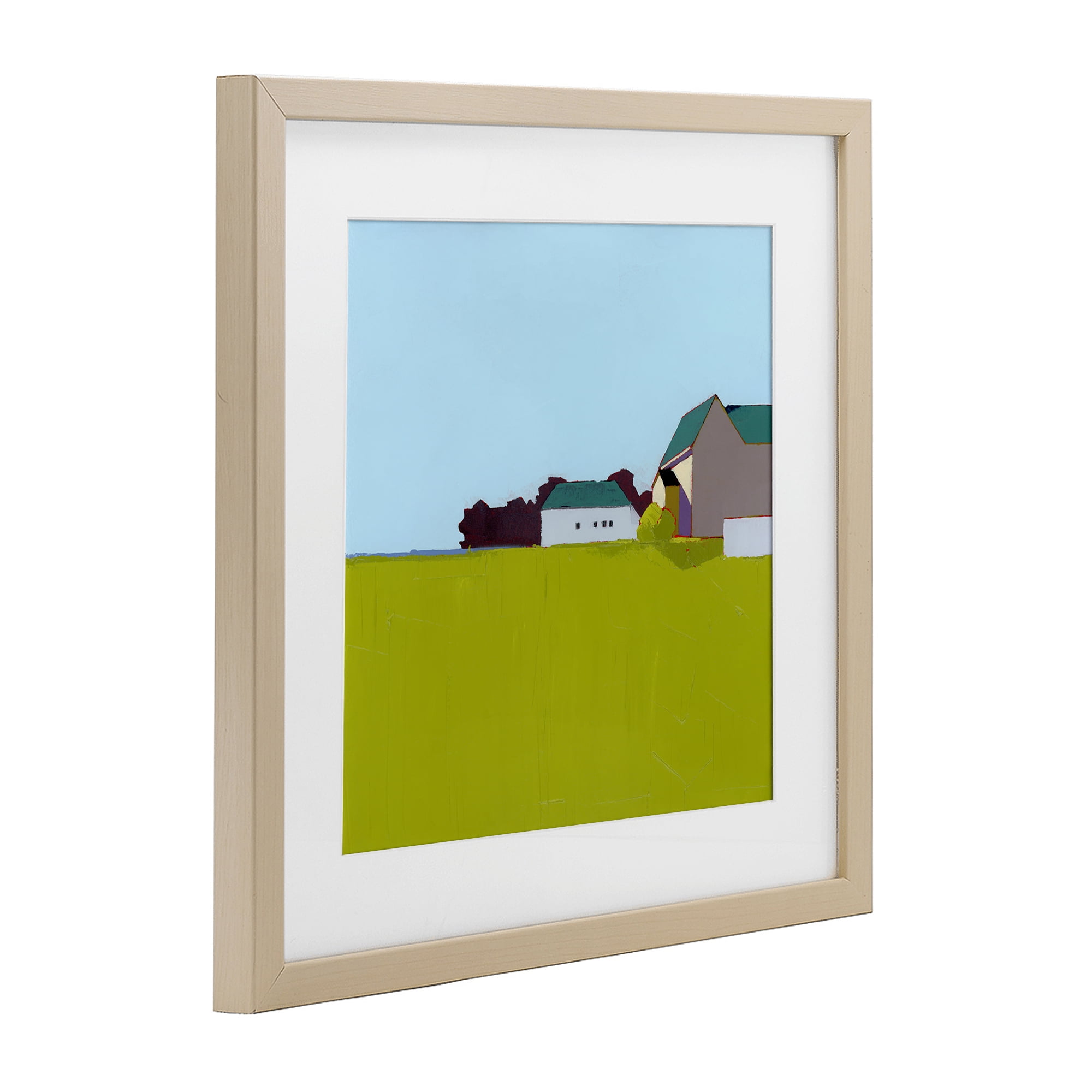 Spring Morning Farm Land Birch Framed Print Under Glass, design by Ruth LaGue
