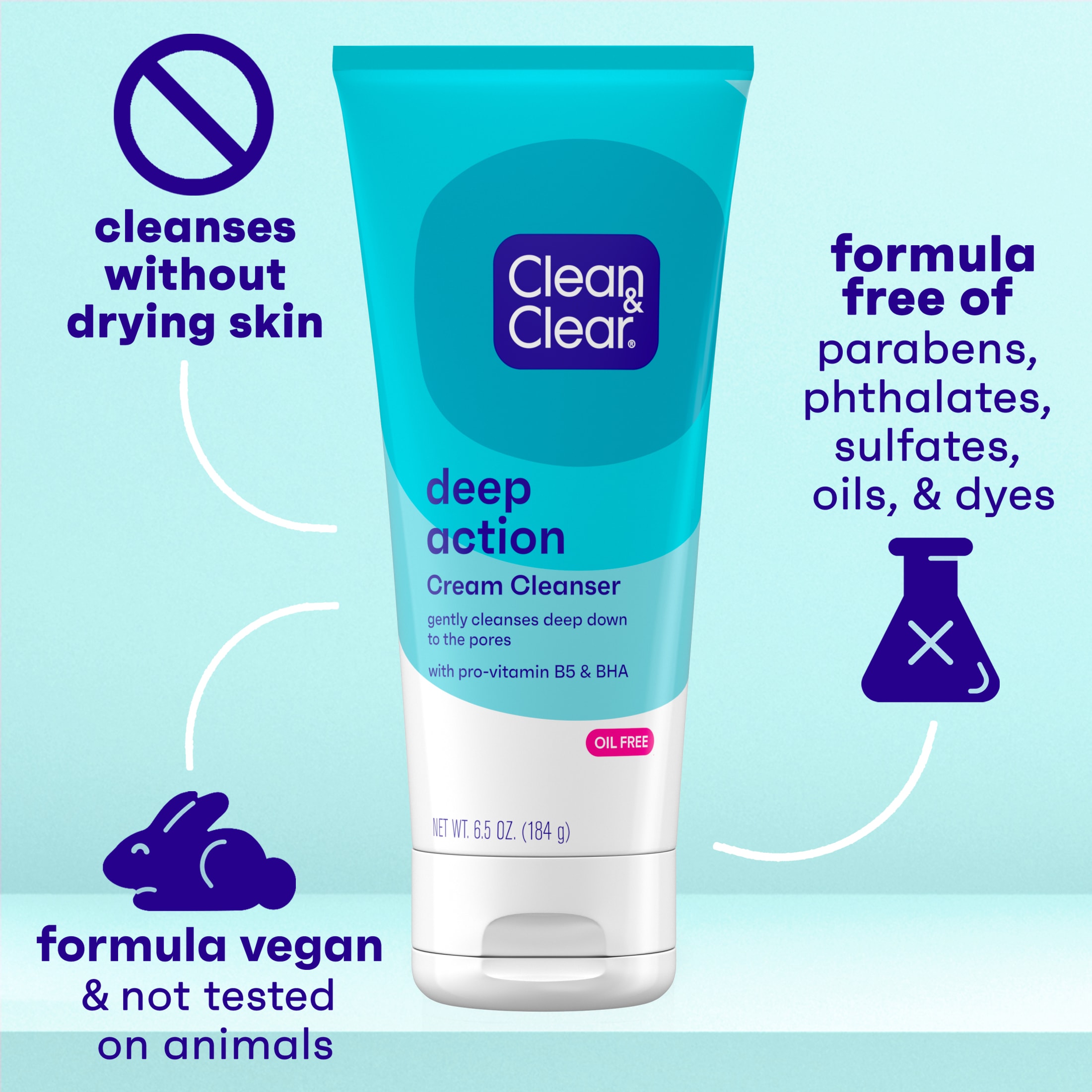 Clean & Clear Deep Action Cream Face Wash, 6.5 fl oz photo 4