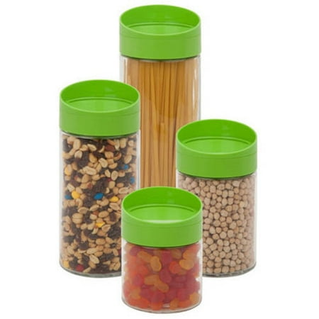 Glass Twist - Honey Can Do Lime Glass Twist Lid Storage Jar Set (4 Pieces)