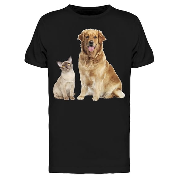 Cat And Dog Studio Picture T-Shirt Men -Image by Shutterstock, Male XX-Large