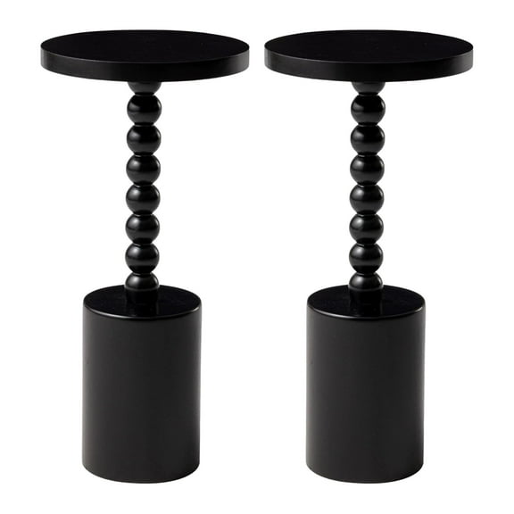 COZAYH Farmhouse Round Pedestal Side Table for Living Rooms & Bedrooms, Black, Set of 2