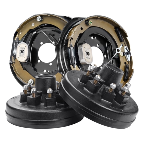 Trailer Hub Drum Brake Kit,8 on 6.5" Bolt Pattern with 12" x 2" Electric Brakes,Self-Adjusting Assembly for 7000 lbs Axles,5-Lug Mounting & Backing Plates – Direct Replacement for Brake System Parts