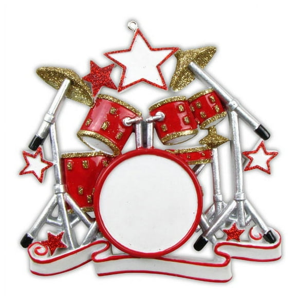 Scholl Orchestra Music Band Drum Set Personalized Christmas Ornament DO-IT-YOURSELF