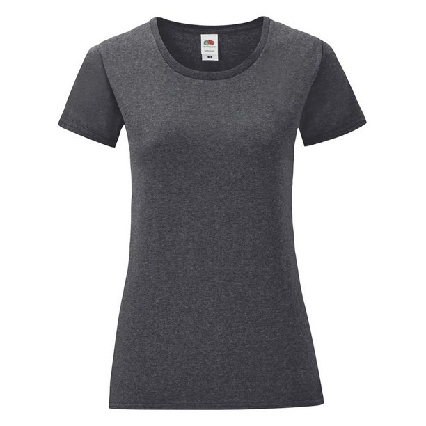 Fruit of the Loom - Camiseta Iconic para Mujer (Gris Oscuro Jaspeado)