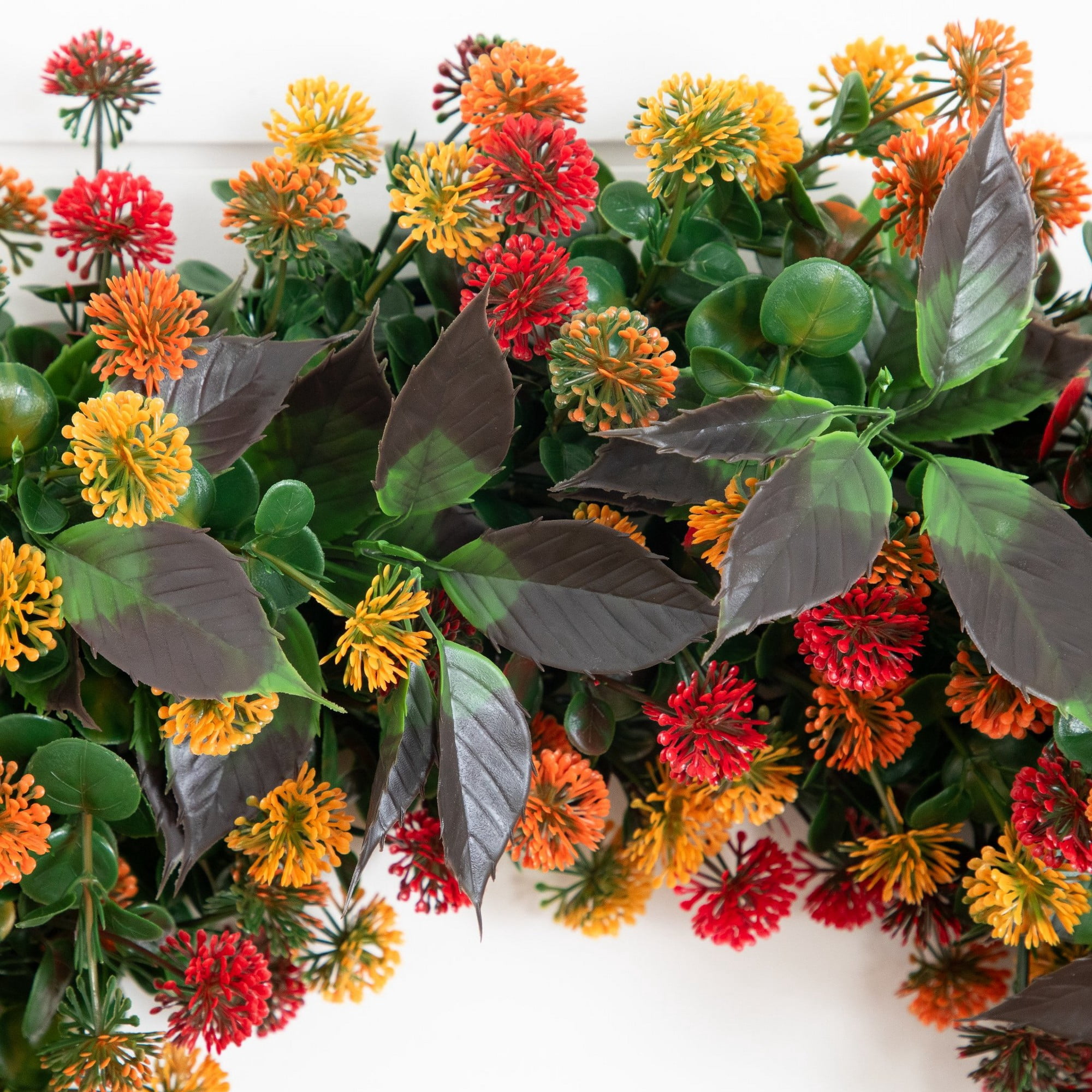 24in. UV Resistant Autumn Artificial Fall Mum Wreath (Indoor/Outdoor)