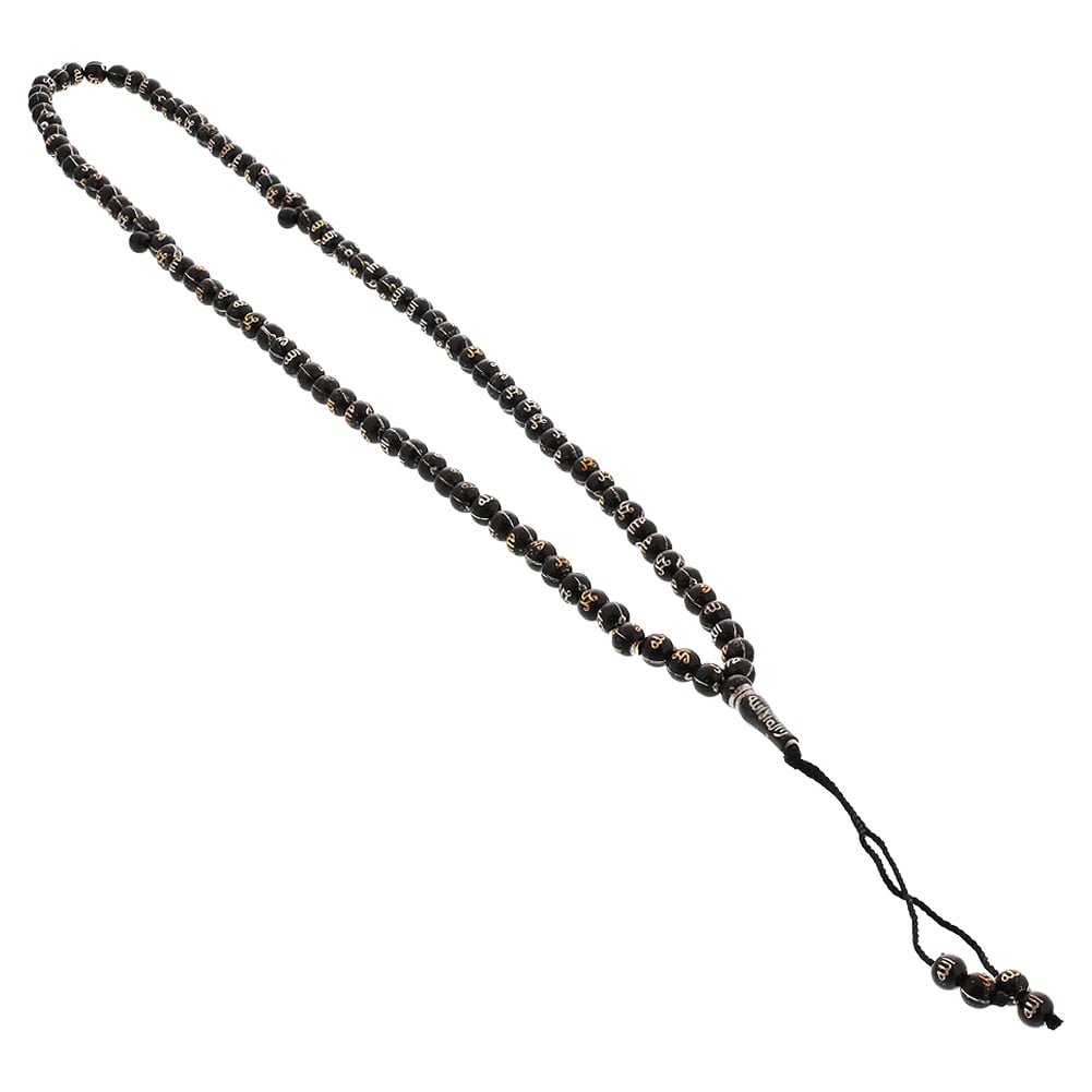 Hijaz 99 Count Black Islamic Rosary Prayer Bead Tasbih with Silver