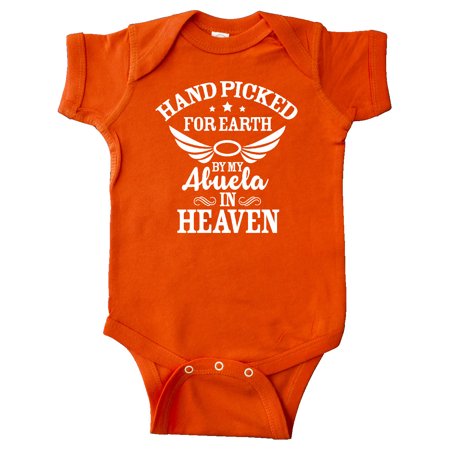 

Inktastic Handpicked for Earth by My Abuela in Heaven with Angel Wings Gift Baby Boy or Baby Girl Bodysuit