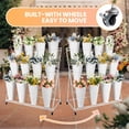 thumbnail image 5 of POWKOL 3 Layers Wrought Iron Plant Shelf, Movable Flower Display Stand with 12 White Round Buckets, Heavy Duty Florist Bouquet Rack for Patio, Garden, Fresh Flower Shop., 5 of 9