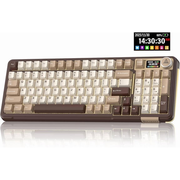 A99 Pro Mechanical Keyboard with LCD Screen & Metal Knob, Wireless Gaming Keyboard with BT5.0/2.4GHz/USB-C, Hot Swappable Creamy Keyboard, Gasket Structure, RGB Backlit, for Win/Mac