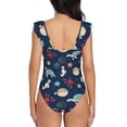 thumbnail image 6 of Yiaed Sea Creatures Print Women's Ruffled One Piece Swimsuit V Neck Swimwear Slimming Monokini for Woman-XX-Large, 6 of 8