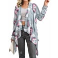 thumbnail image 4 of Womens Geometric Casual Cotton Blended Cape Cloak Cardigan Coat, 4 of 6