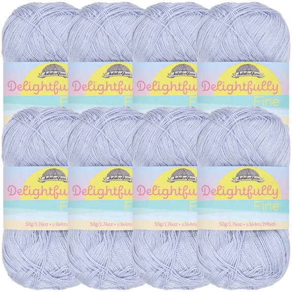 JubileeYarn Delightfully Fine Yarn - Lace Weight Bamboo - 50g/Skein - 20 Pastel Blue - 8 Skeins