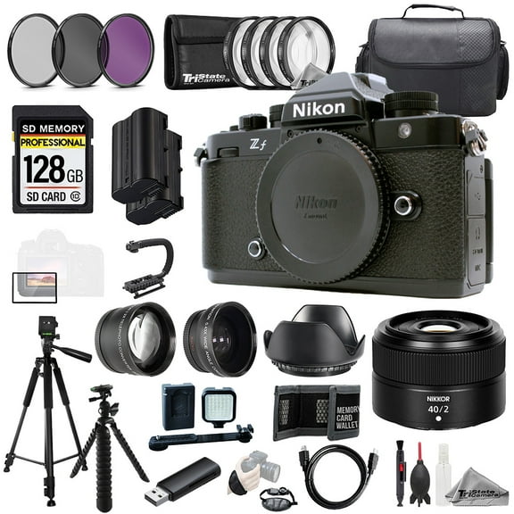 Nikon ZF   NIKKOR Z 40mm f/2 Lens 128GB Ext Bat 9 PC Filtr MEGA Kit (International Version)