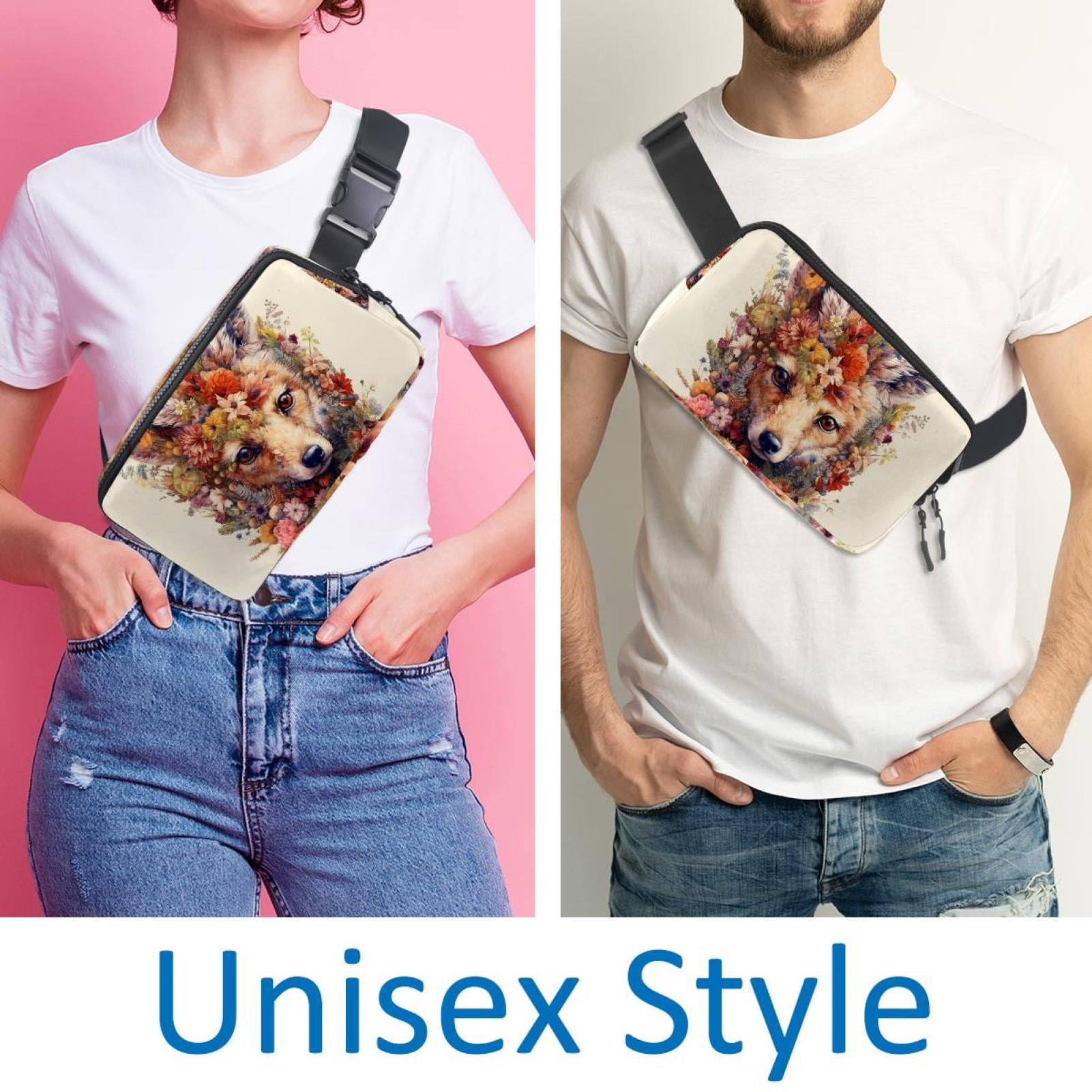 Floral Lightweight Adjustable Fanny Pack with Extension Strap - Unisex Crossbody Bag Money Belt