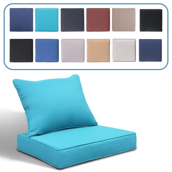 FKS LIFE Outdoor Patio Chair Cushions Set 24 L X 24 W X 4 H Waterproof Fade Resistant Deep Seat with Back Cushions Outdoor Seat Cushion Set for Chairs and Sofas(1 Set)