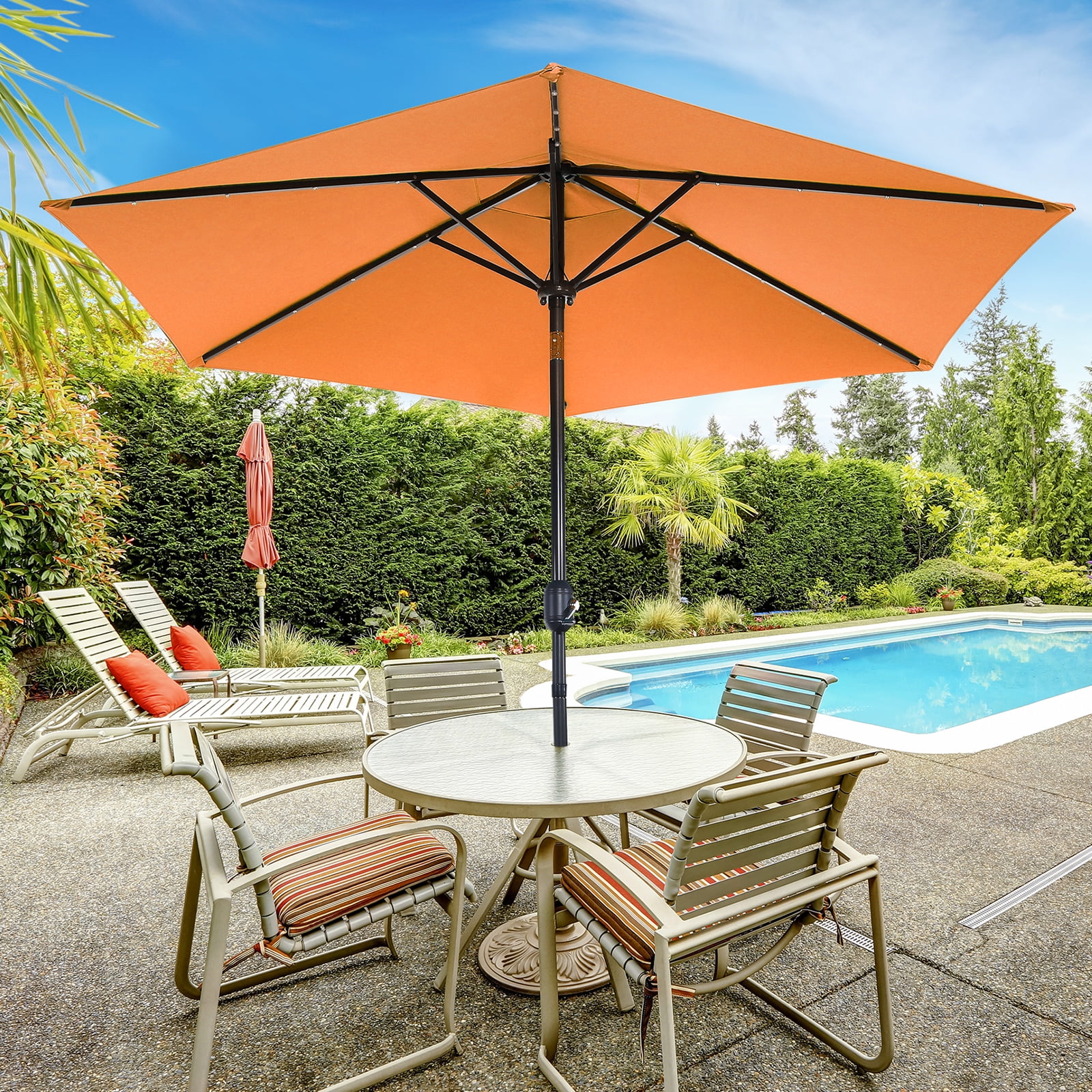 Garden Canopy MOVTOTOP 9ft Patio Umbrella with LED Light Leisure