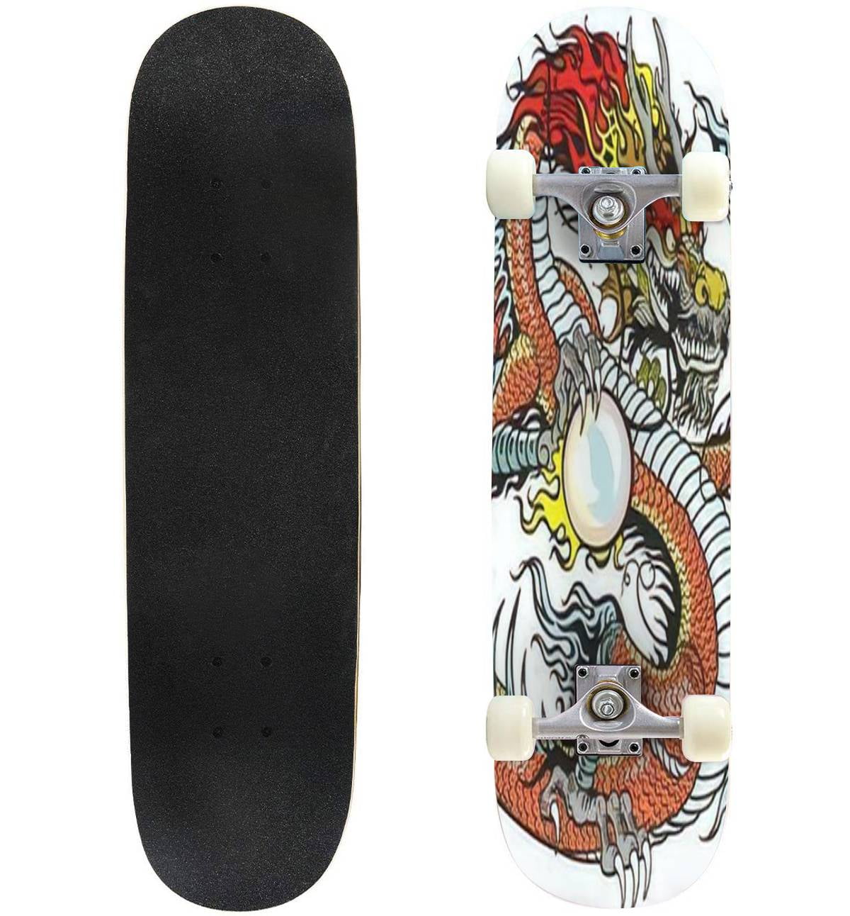 salt Prøve indeks chinese dragon holding pearl tattoo Outdoor Skateboard Longboards 31"x8"  Pro Complete Skate Board Cruiser - Walmart.com